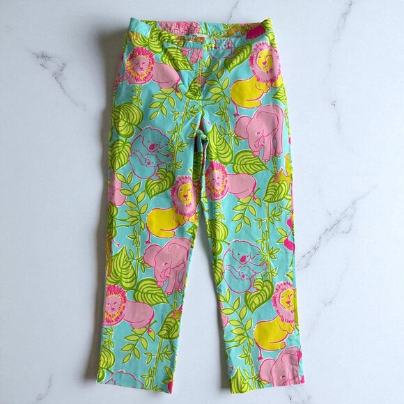 LILLY PULITZER Lilly's Zoo Vintage Cotton Blend Cropped Pants Size 6 - Picture 1 of 11